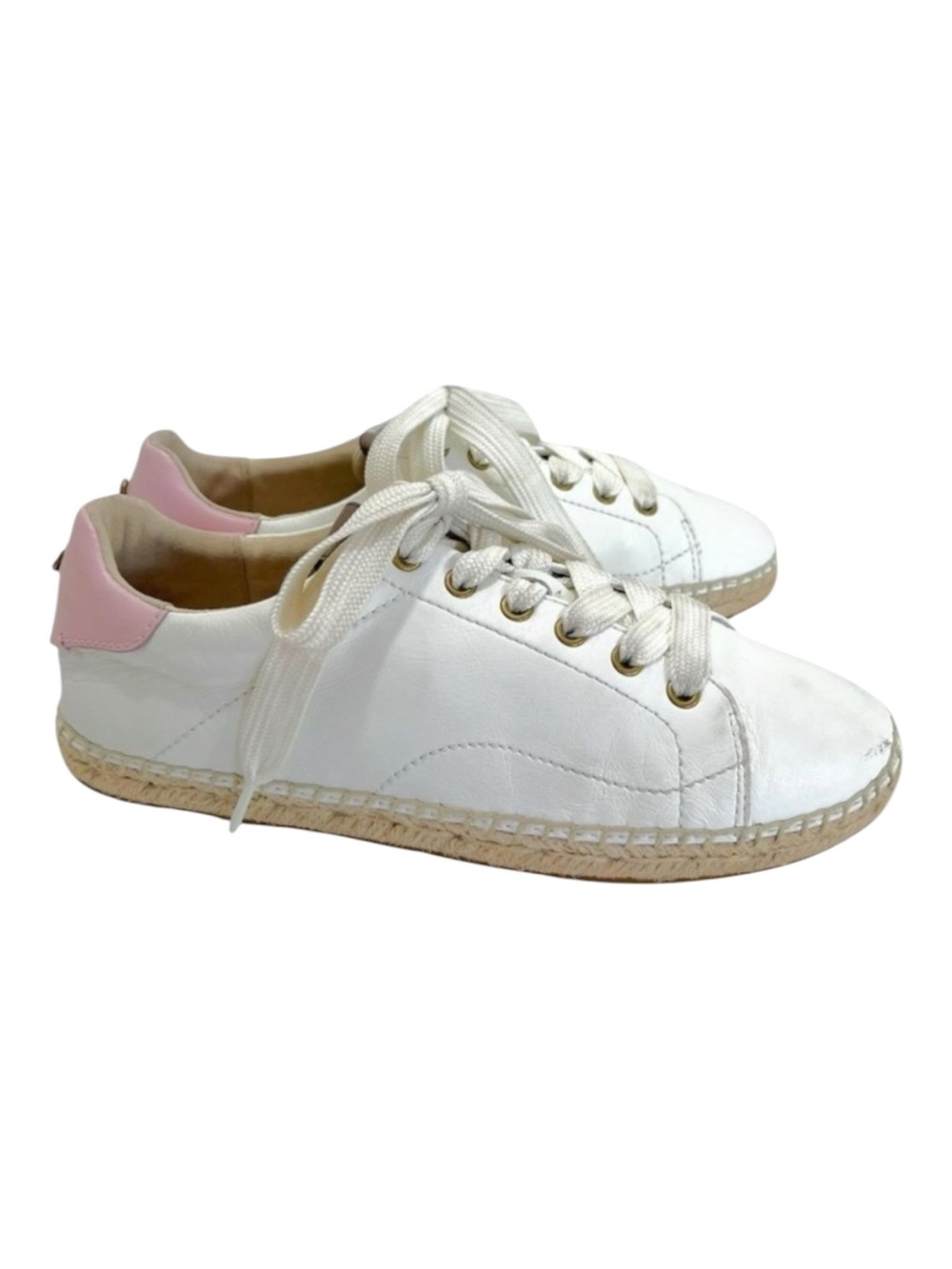 Coach C101 Low Top Espadrille Sneakers in White & Petal